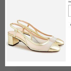 JCrew Millie slingback heels with metallic mesh size 8 Gold